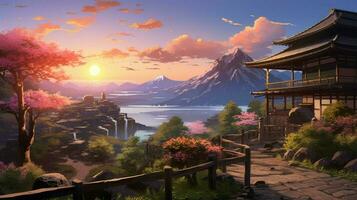 calming anime background high quality photo