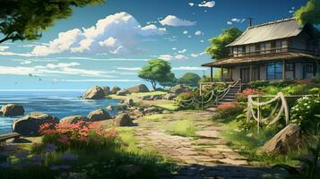 calming anime background high quality photo