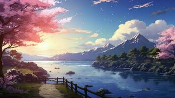 calming anime background high quality photo