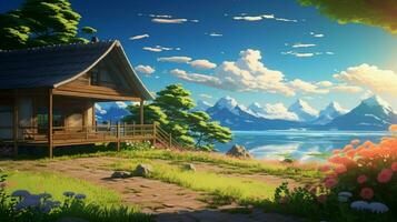 calming anime background high quality photo