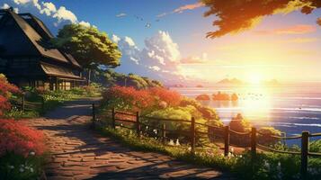 calming anime background high quality photo