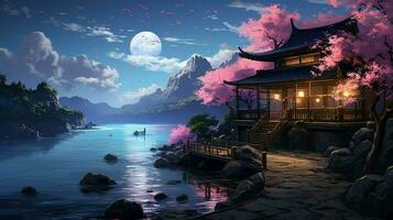 calming anime background high quality photo