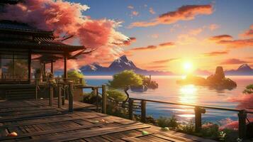 calming anime background high quality photo