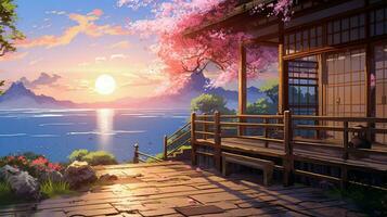 calming anime background high quality photo