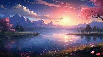 calming anime background high quality photo