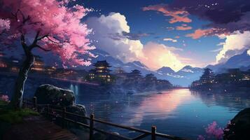 calming anime background high quality photo