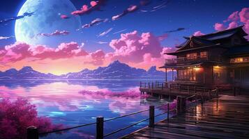 calming anime background high quality photo