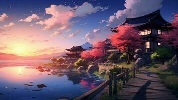 calming anime background high quality photo
