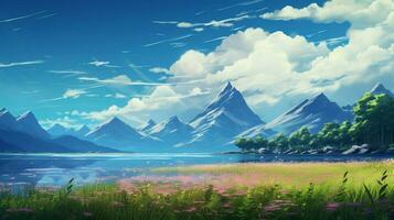calming anime background high quality photo