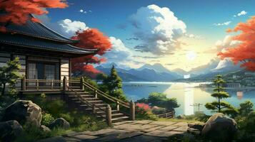 calming anime background high quality photo