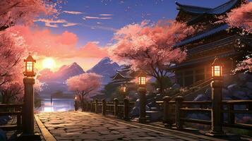 calming anime background high quality photo