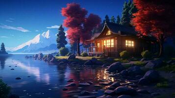 calming anime background high quality photo