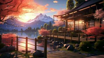 calming anime background high quality photo