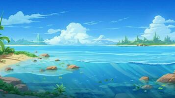 cartoon style ocean background for product showca photo