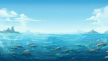 cartoon style ocean background for product showca photo