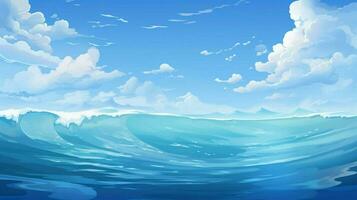 cartoon style ocean background for product showca photo