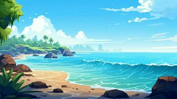 cartoon style ocean background for product showca photo