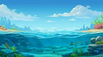 cartoon style ocean background for product showca photo