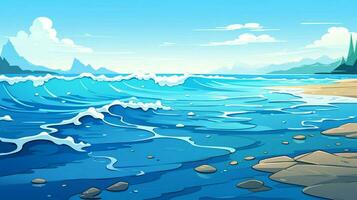 cartoon style ocean background for product showca photo