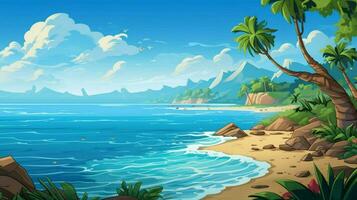 cartoon style ocean background for product showca photo