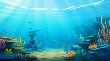 cartoon style ocean background for product showca photo