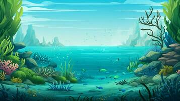 cartoon style ocean background for product showca photo