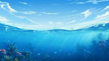 cartoon style ocean background for product showca photo