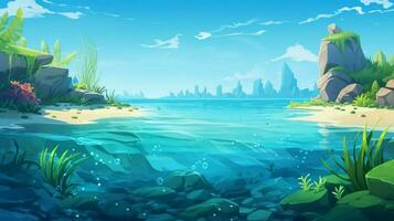 cartoon style ocean background for product showca photo