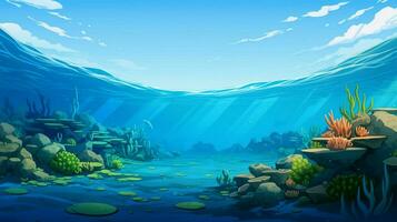 cartoon style ocean background for product showca photo