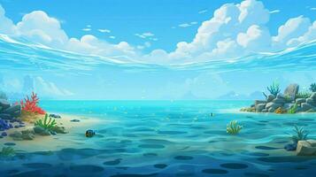 cartoon style ocean background for product showca photo