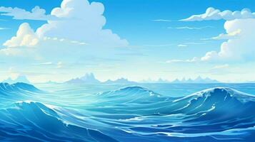 cartoon style ocean background for product showca photo