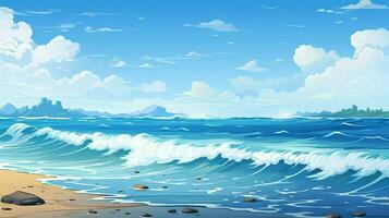 cartoon style ocean background for product showca photo