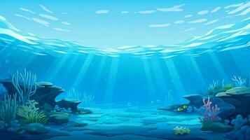 cartoon style ocean background for product showca photo