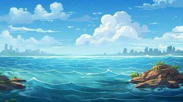 cartoon style ocean background for product showca photo