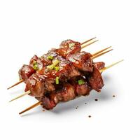 chinese food beef terriyaki on a stick with transparent photo