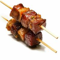 chinese food beef terriyaki on a stick with transparent photo