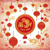 chinese new year social media post with transparent background photo