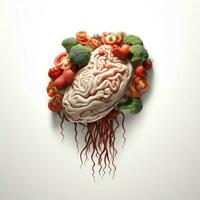 concepto Arte de un cerebro hecho fuera de todo comidas con foto