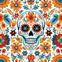 day of dead pattern with white background photo