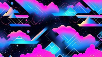different shapes pattern in the style of vapor wave photo
