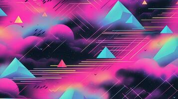 different shapes pattern in the style of vapor wave photo