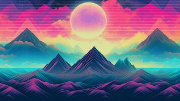 different shapes pattern in the style of vapor wave photo