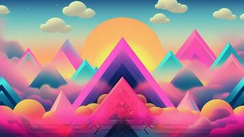 different shapes pattern in the style of vapor wave photo