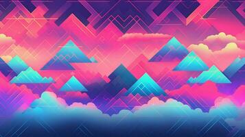 different shapes pattern in the style of vapor wave photo