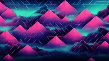 different shapes pattern in the style of vapor wave photo