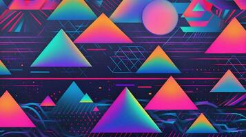 different shapes pattern in the style of vapor wave photo