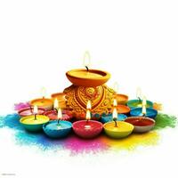 diwali celebration with white background high quality photo