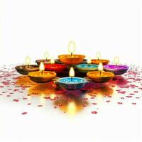 diwali lights with white background high quality photo