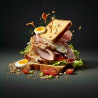 exploded axonometric view of a ham mustard sause photo