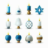 hanukkah icons with white background high quality photo